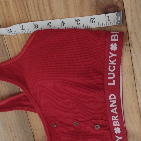 Lucky Brand Red Waffle Knit Wire Free Logo Bra Size L - Picture 10 of 11